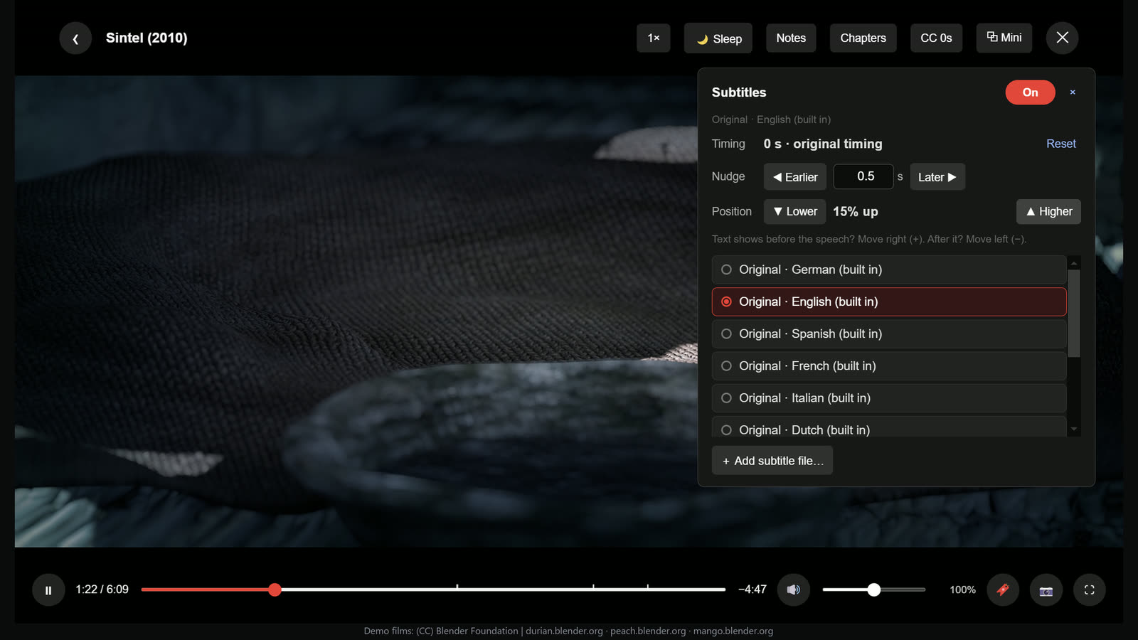 Subtitles: language, timing and position